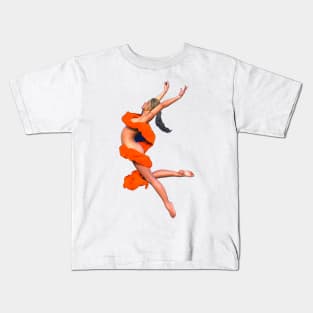 Woman girl dancer leaping in air Kids T-Shirt